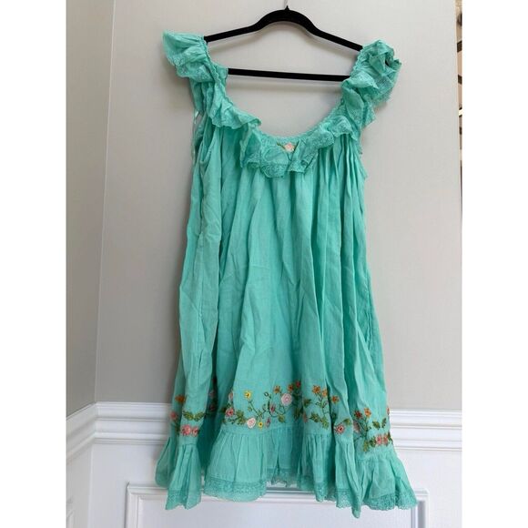 New Free People Buttercup Embroidered Mini Dress Size L - mordernwear.com